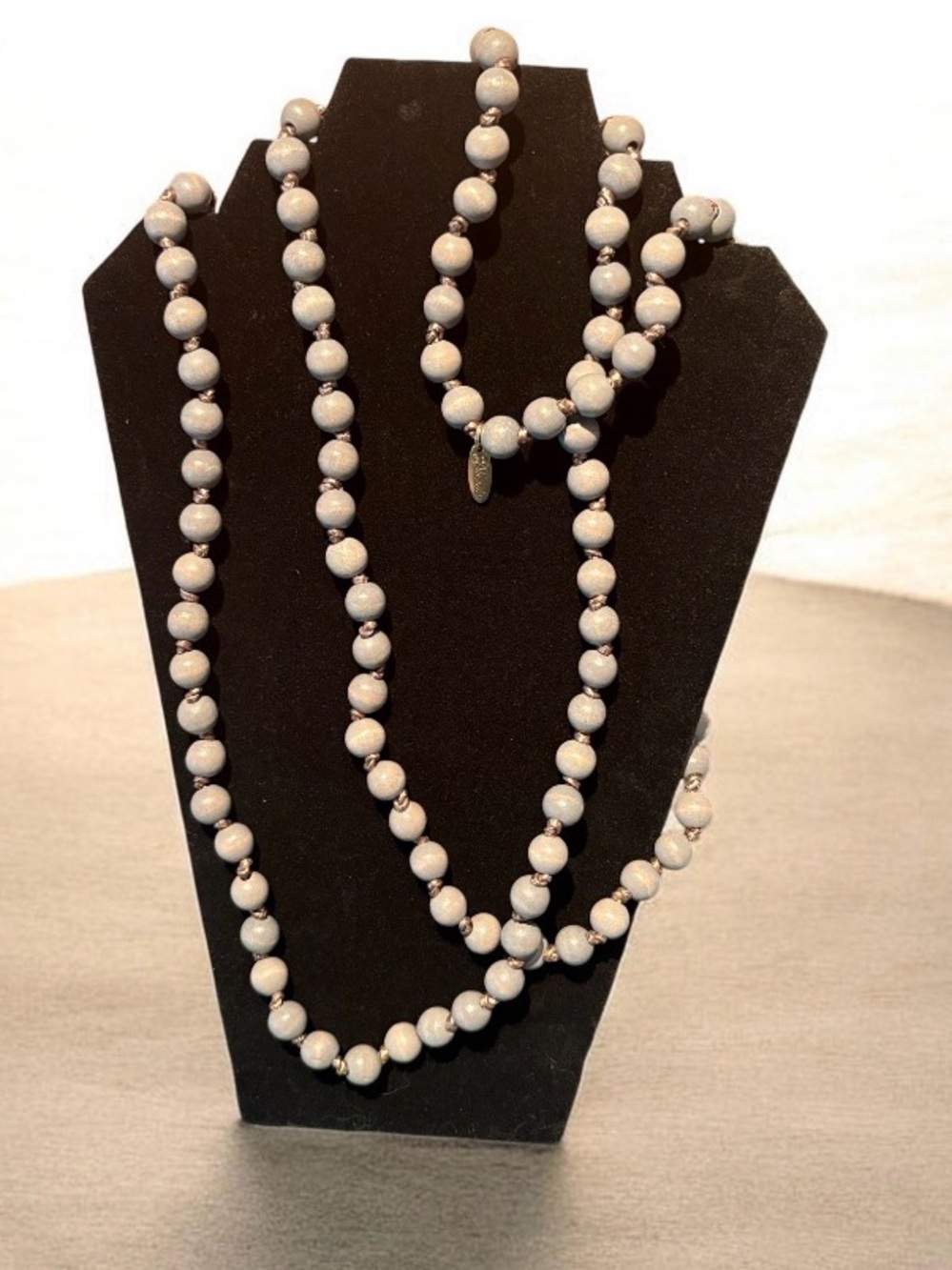Plunder 32” Gray Beaded Necklace with Plunder Logo